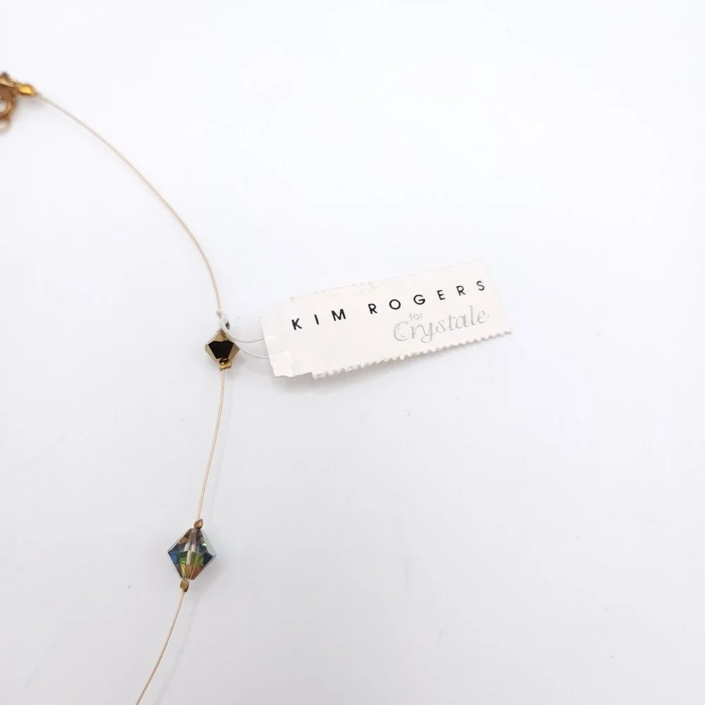 Kim Rogers Amber Crystal Wire Choker Necklace Gold Tone